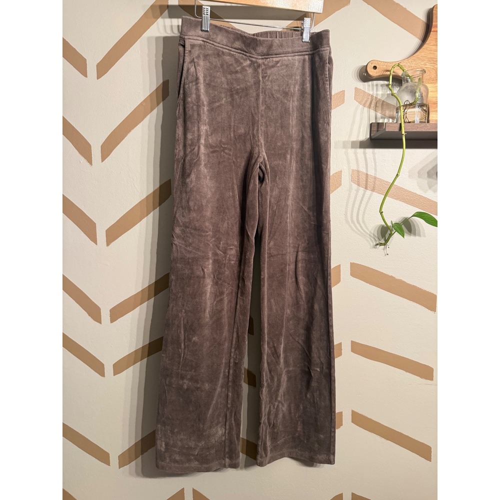 Monrow Fleece Wide Leg Pants Womens XS Brown Cozy Loungewear HB0592